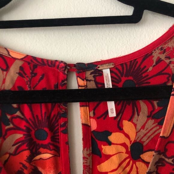 Free People Backyard Party Red Floral Tunic Dress - Picture 4 of 7